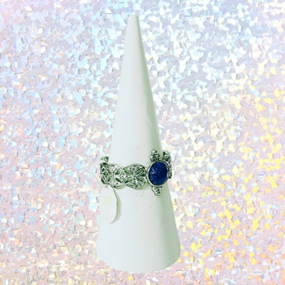BP Genuine Lapis Quartz Ring - Rhodium Plating (Size 7) - Picture 3 of 7